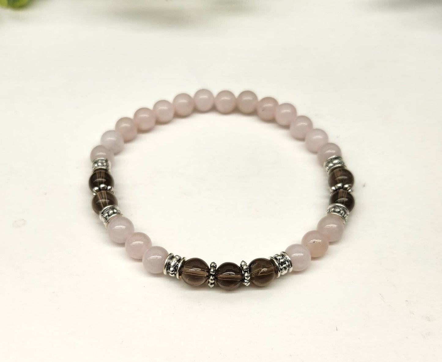 GRIEF/LOSS - Smoky Quartz/Rose Quartz 6mm Bracelet