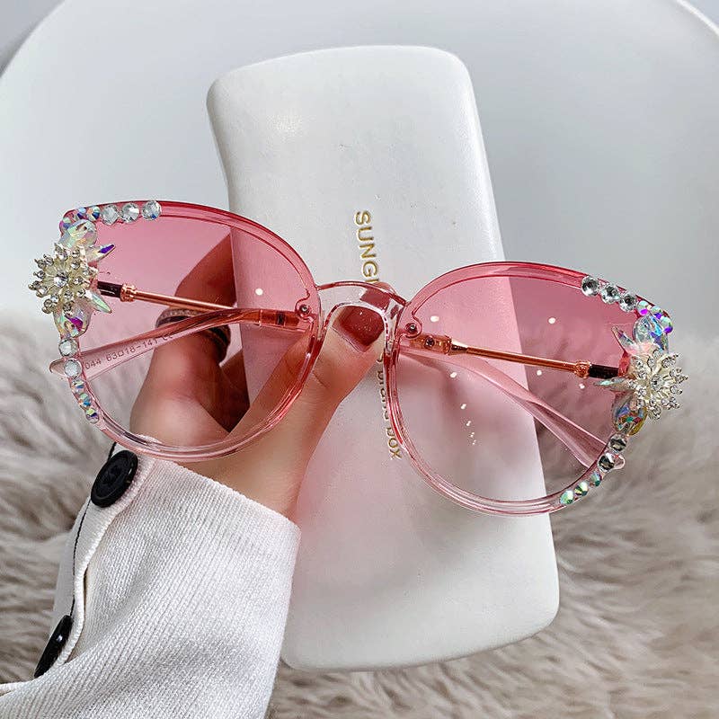 Cat Eye Sunglasses with Rhinestones