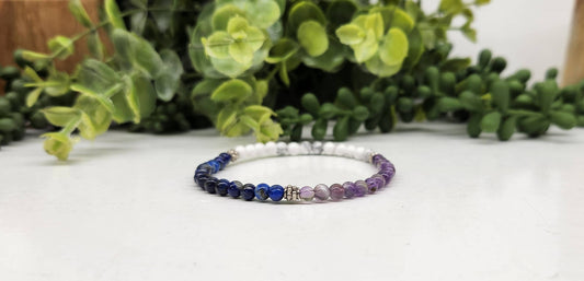 Mental Clarity Bracelet - Amethyst/White Howlite/Lapis Lazuli