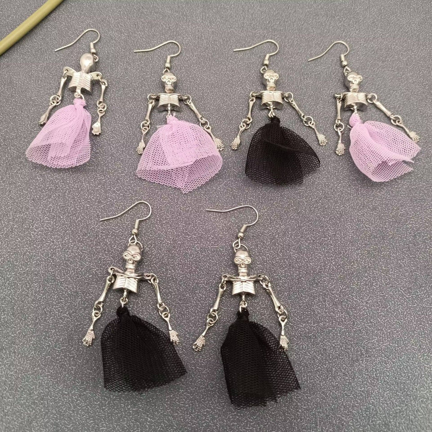 Skeleton Skirt Dangle Earrings