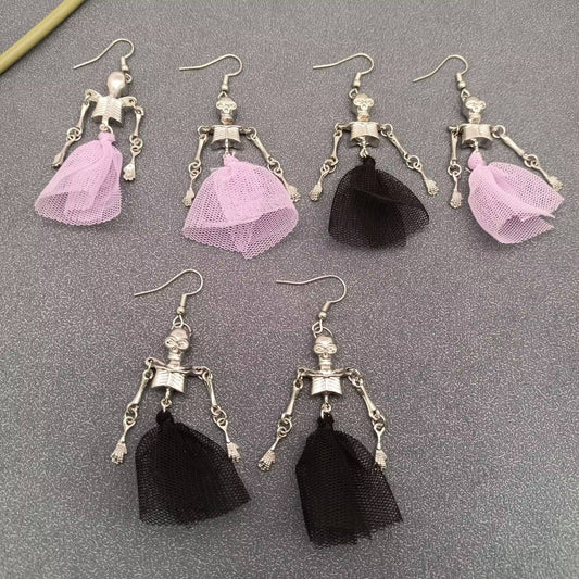 Skeleton Skirt Dangle Earrings