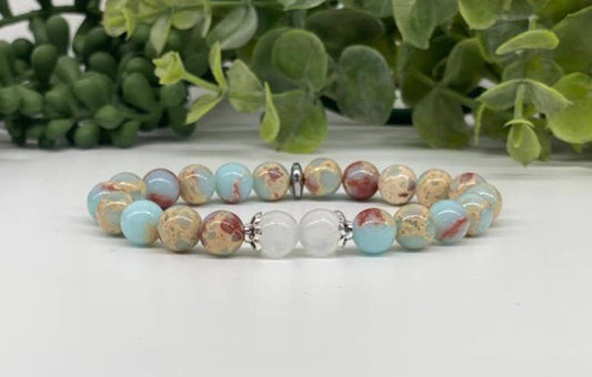 SHEDDING & RENEWAL - Snake Skin Jasper/Selenite 8mm Bracelet