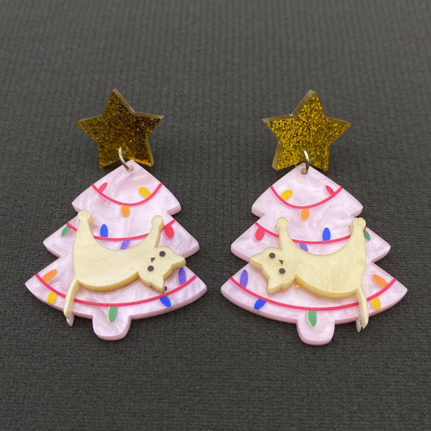 Cat in the Holiday Tree Earrings
