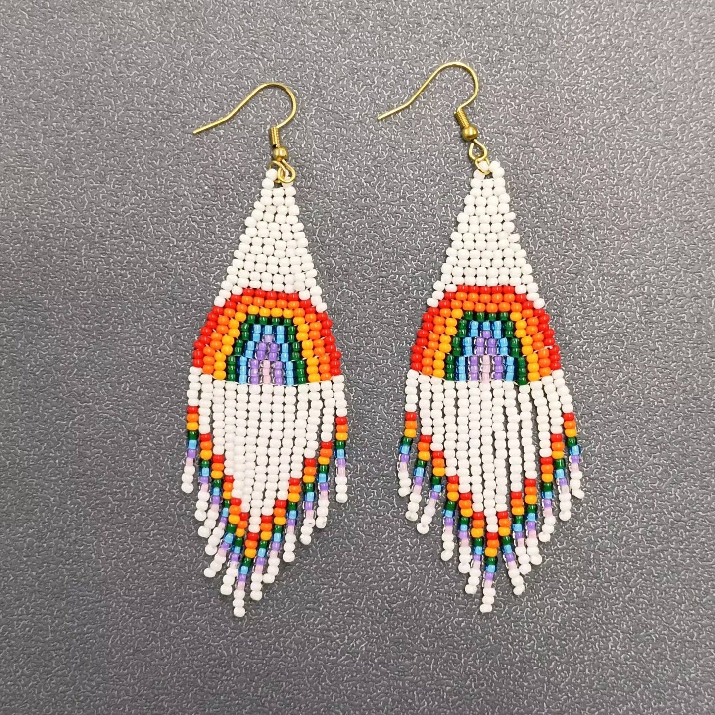 Rainbow Bead Fringe Earrings