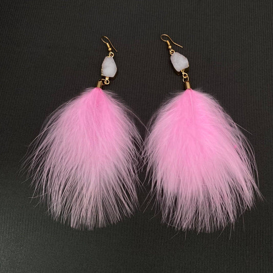 Pink Feather Earrings