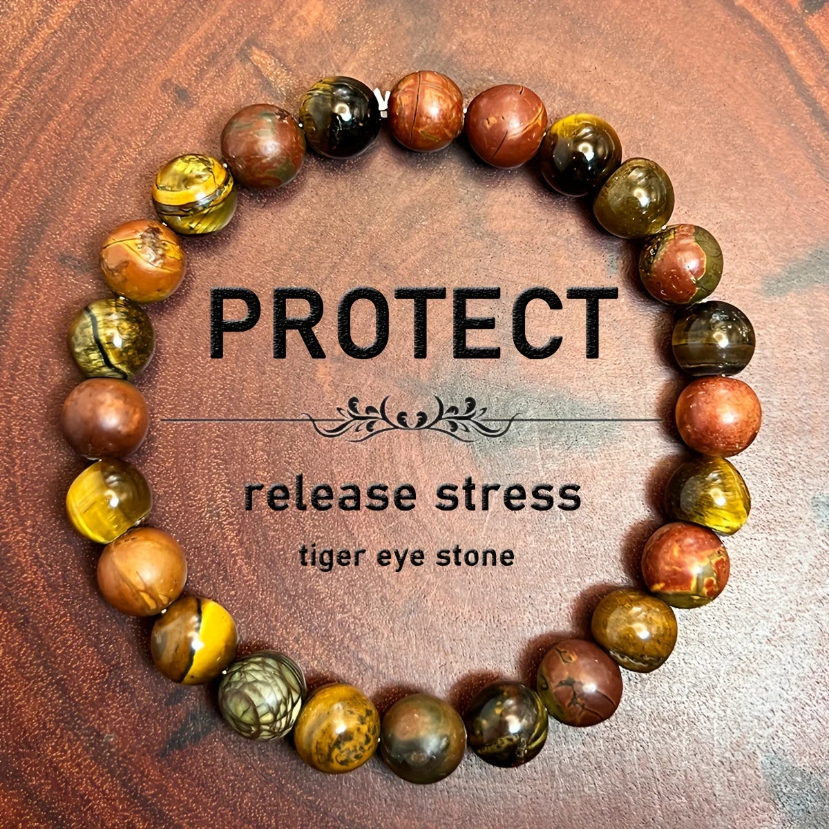 Tigers Eye and Picasso Jasper Protection Bracelet