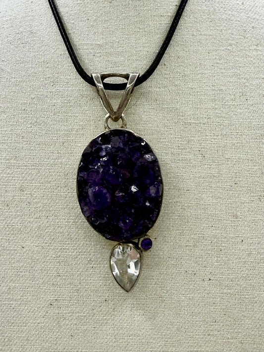 Amethyst and Herkimer Diamond Pendant