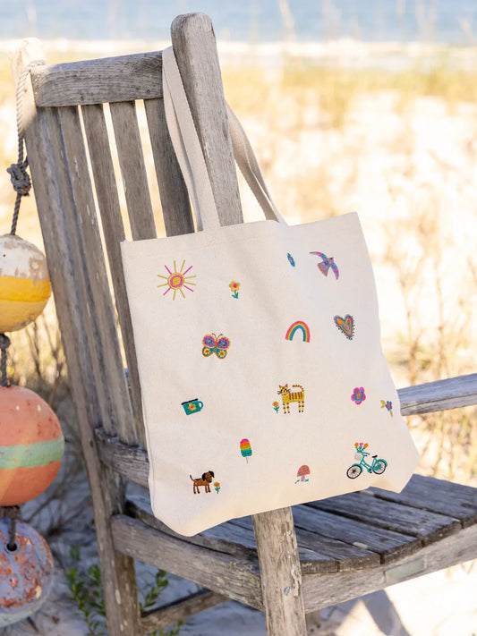 Embroidered Canvas Tote Bag