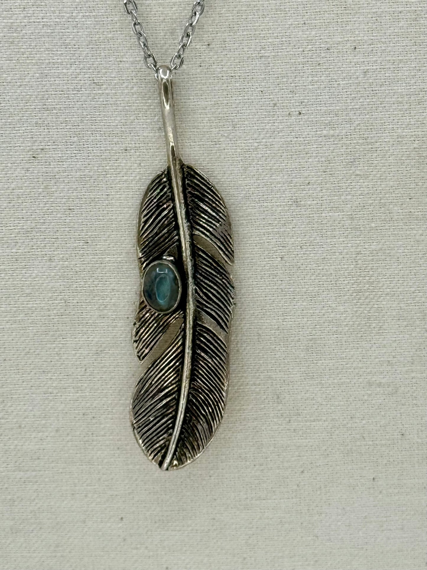 Labradorite Feather Pendant