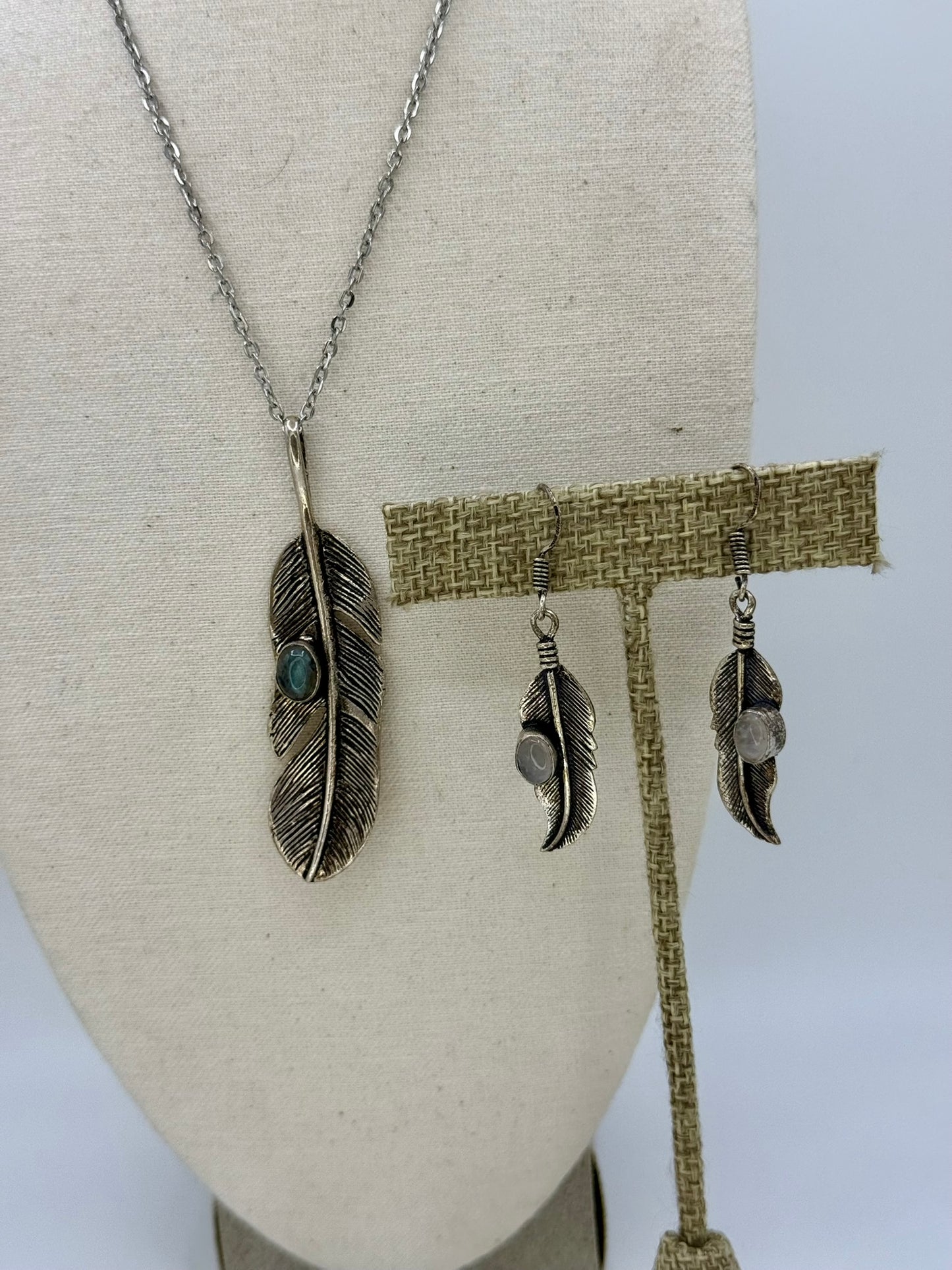 Labradorite Feather Pendant