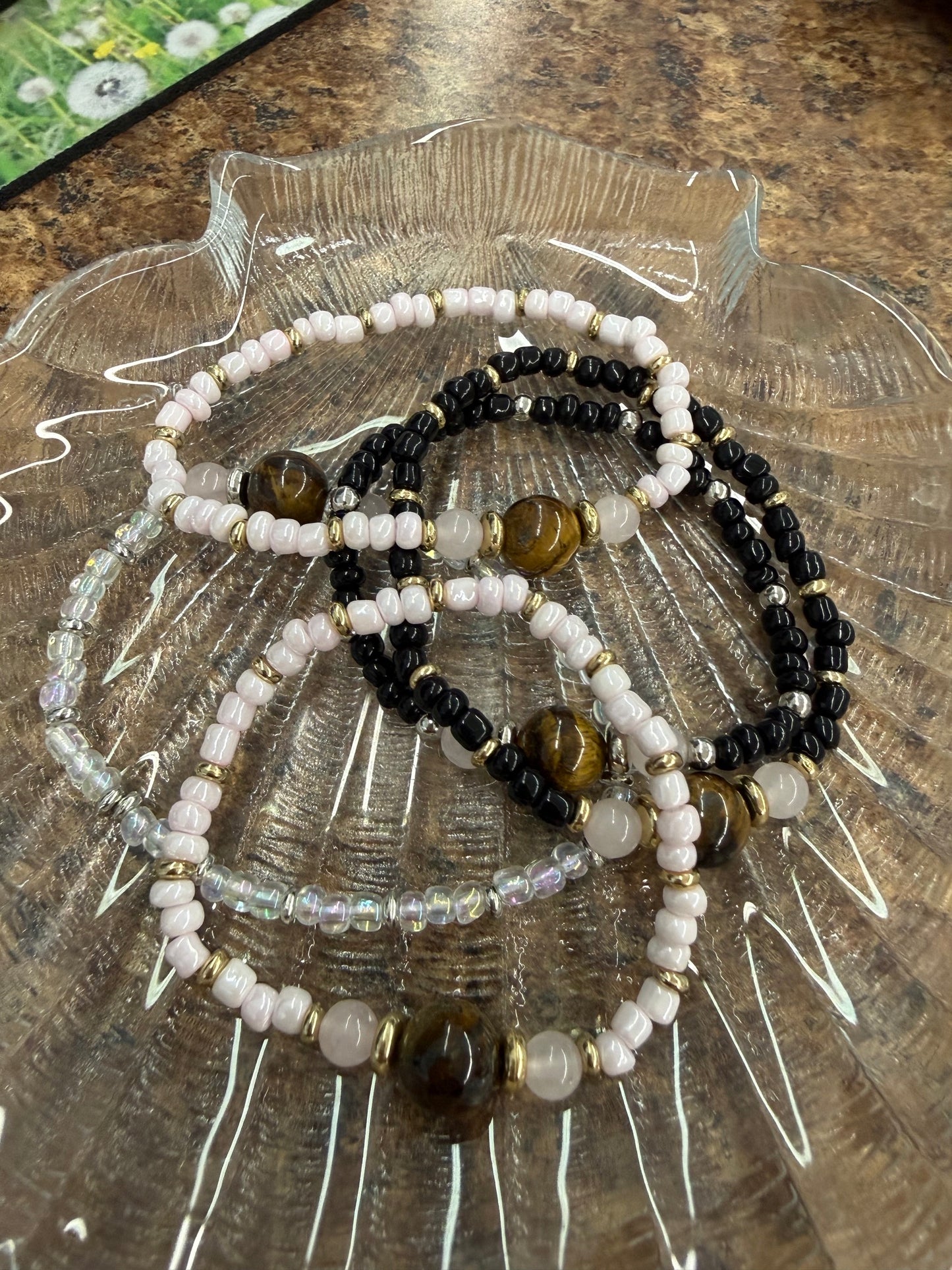 Courage to Love Bracelet- Rose quartz and Tiger's Eye- Big Fat Magick