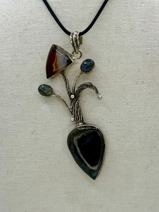 Labradorite and Montana Agate Pendant