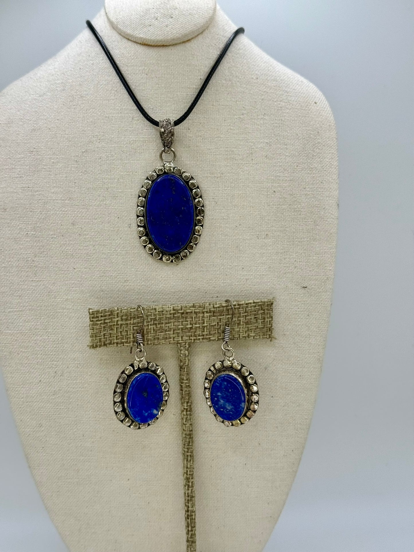 Lapis Lazuli Pendant and Earrings Set