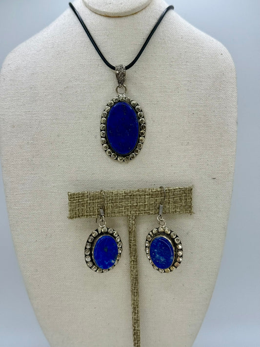 Lapis Lazuli Pendant and Earrings Set