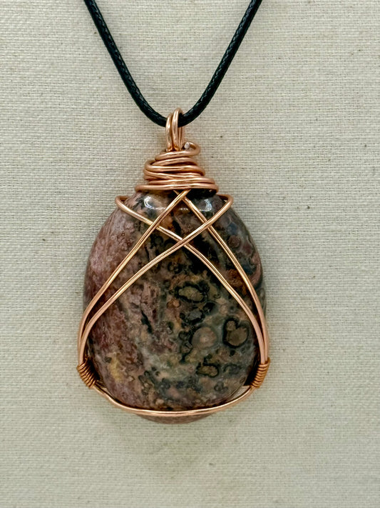 Leopardskin Jasper Hand-Wrapped Pendant