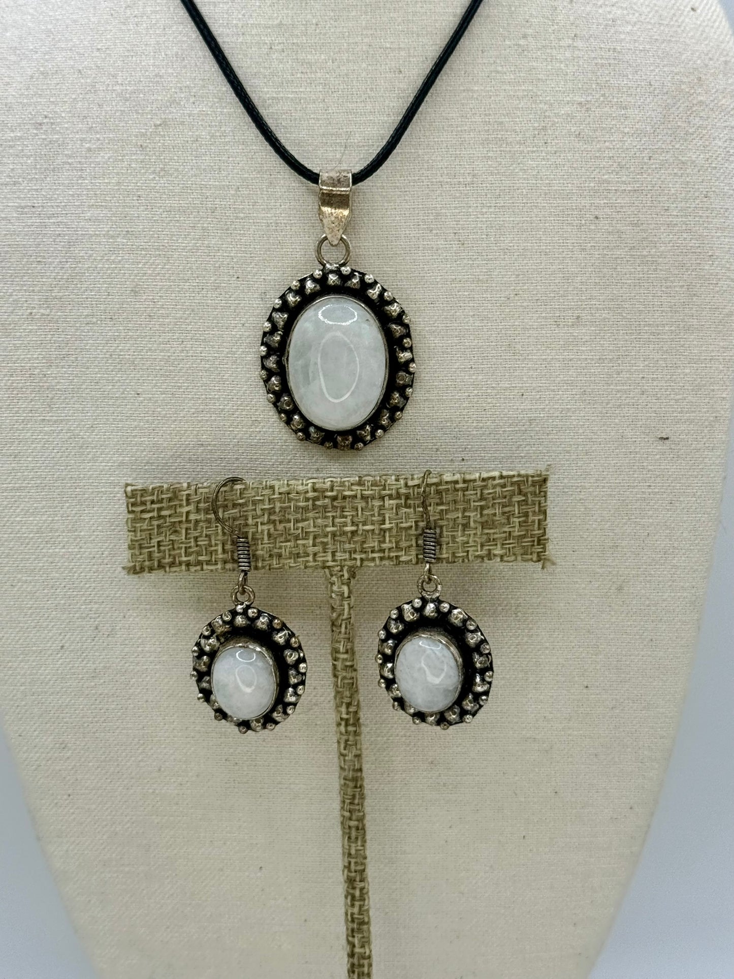 Moonstone Pendant and Earrings Set