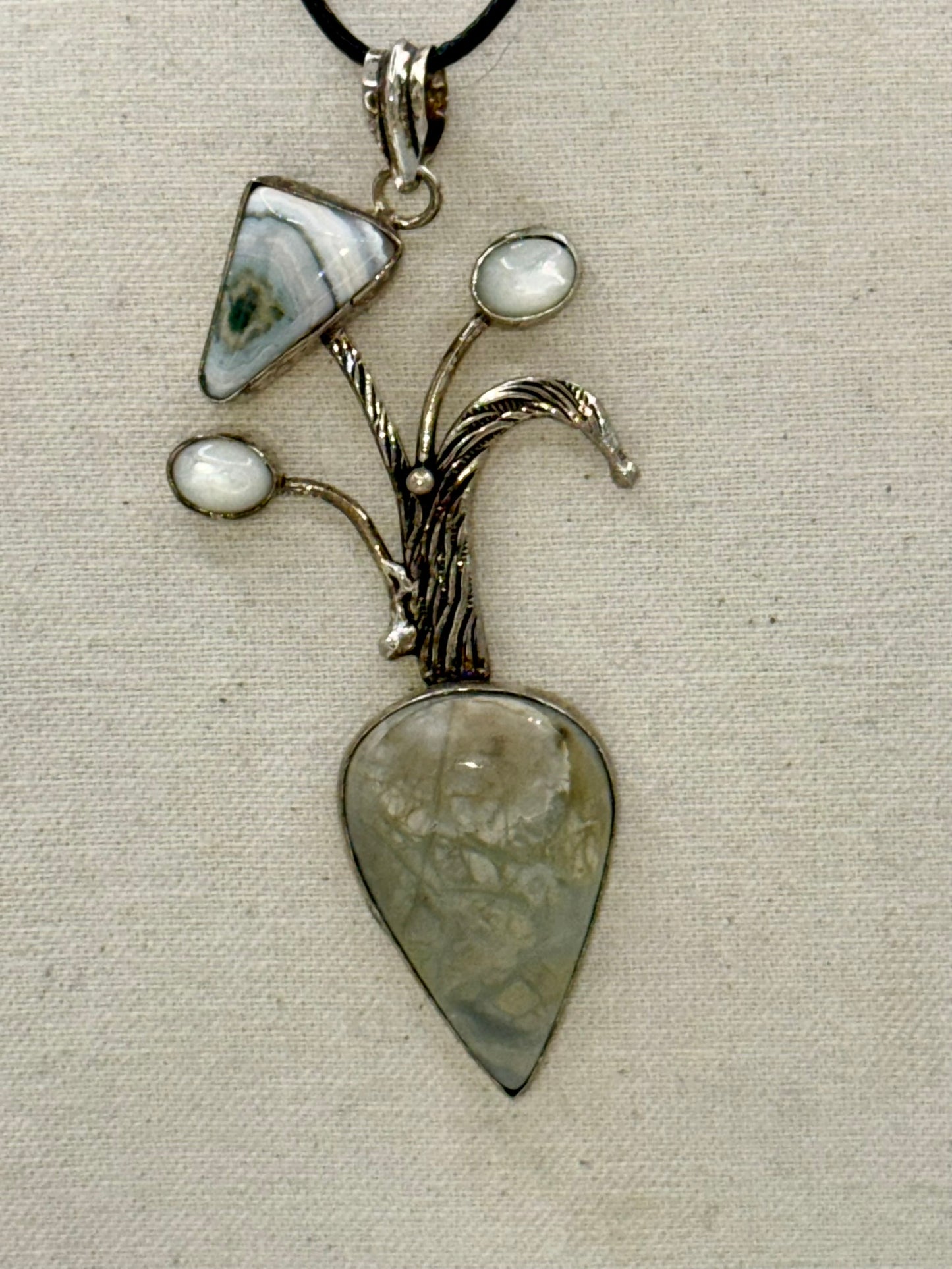 Polychrome and Ocean Jasper with Moonstone Pendant