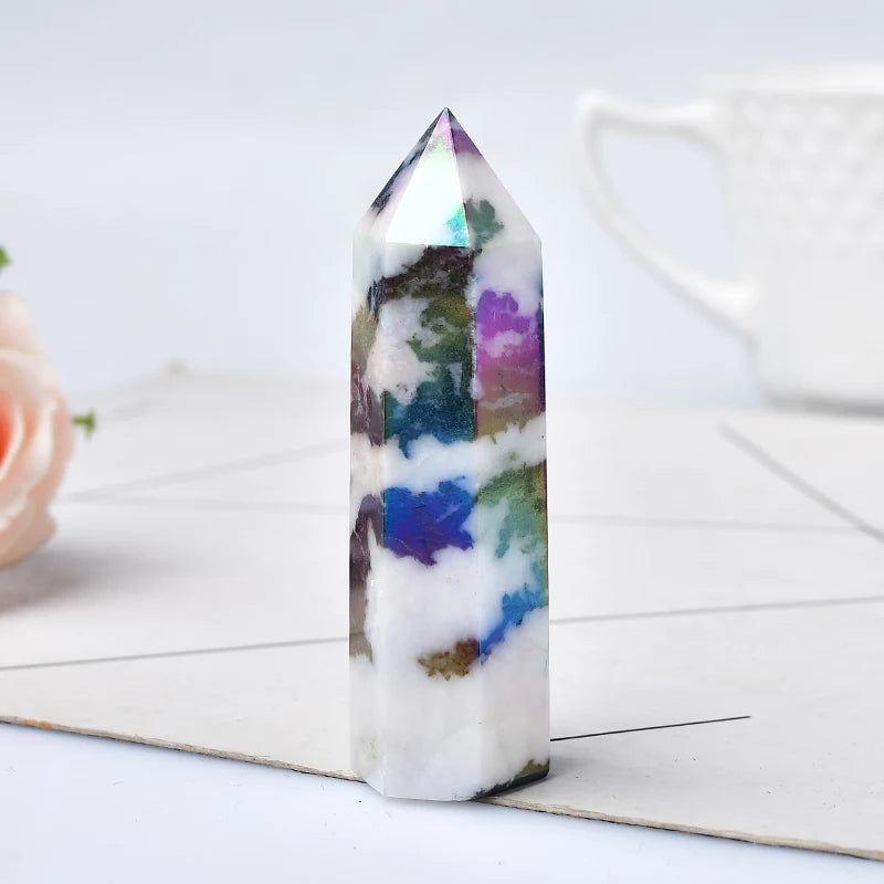 Aura Zebra Quartz Obelisk