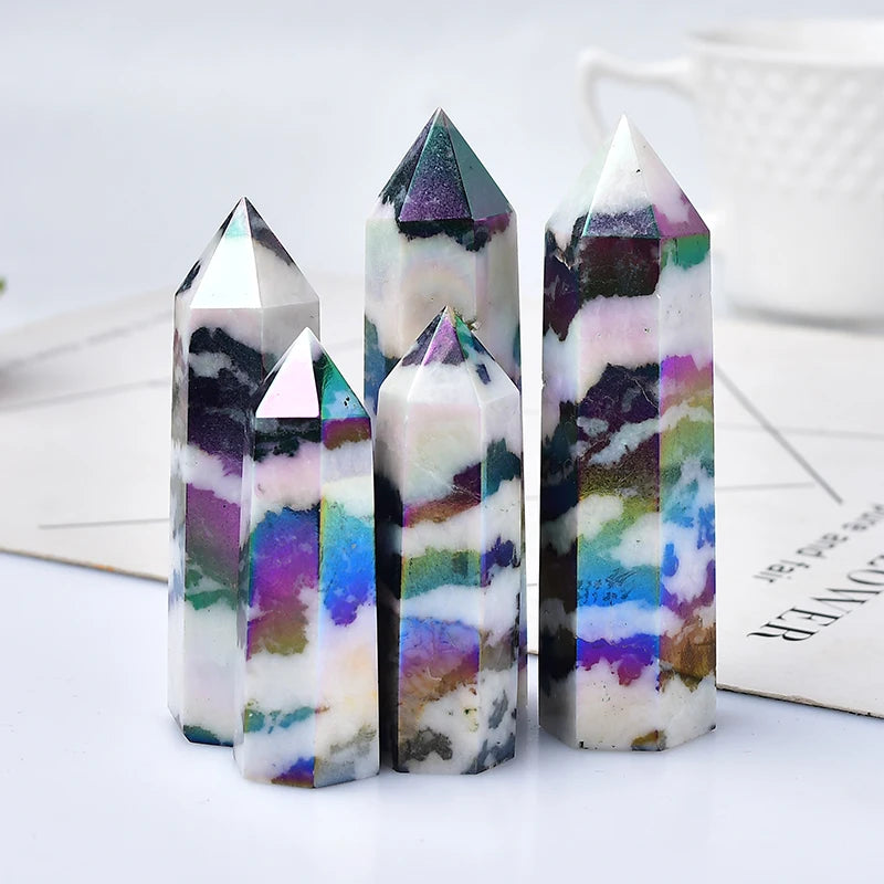 Aura Zebra Quartz Obelisk