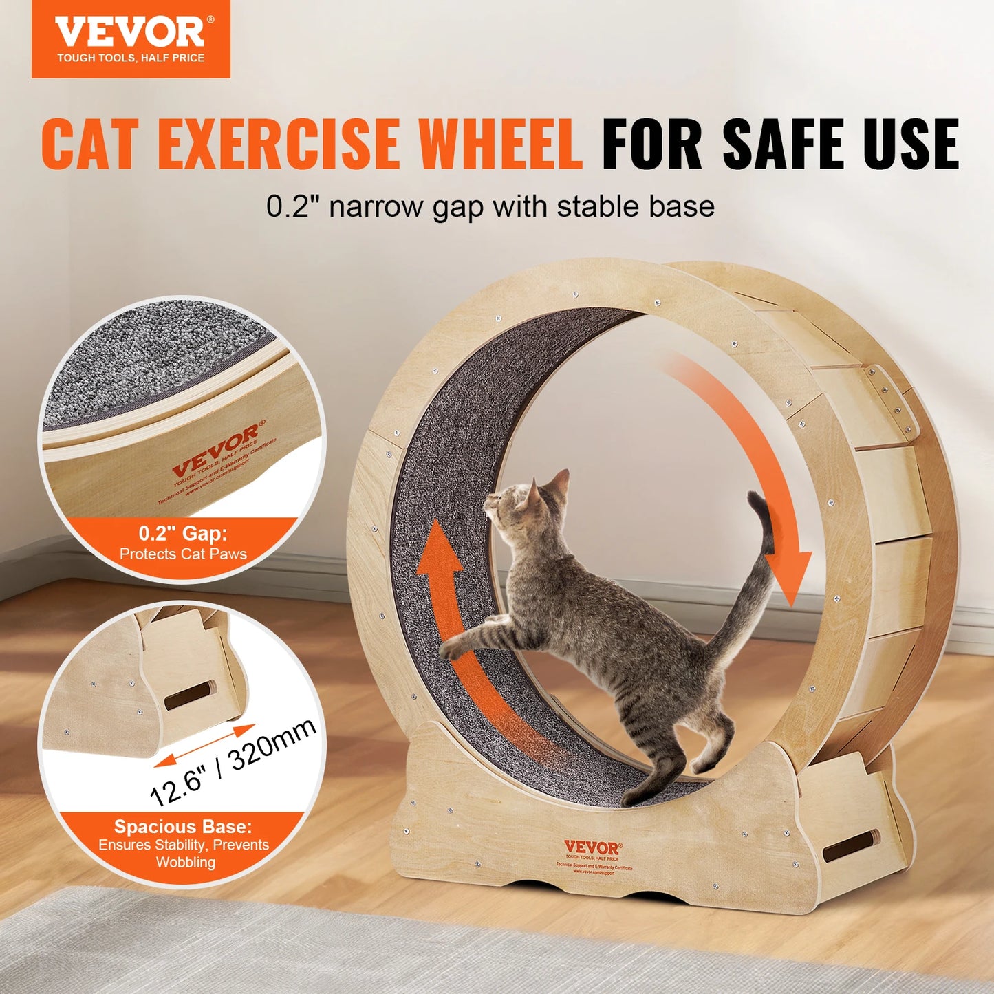 Cat Exercise Wheel with Detachable Carpet