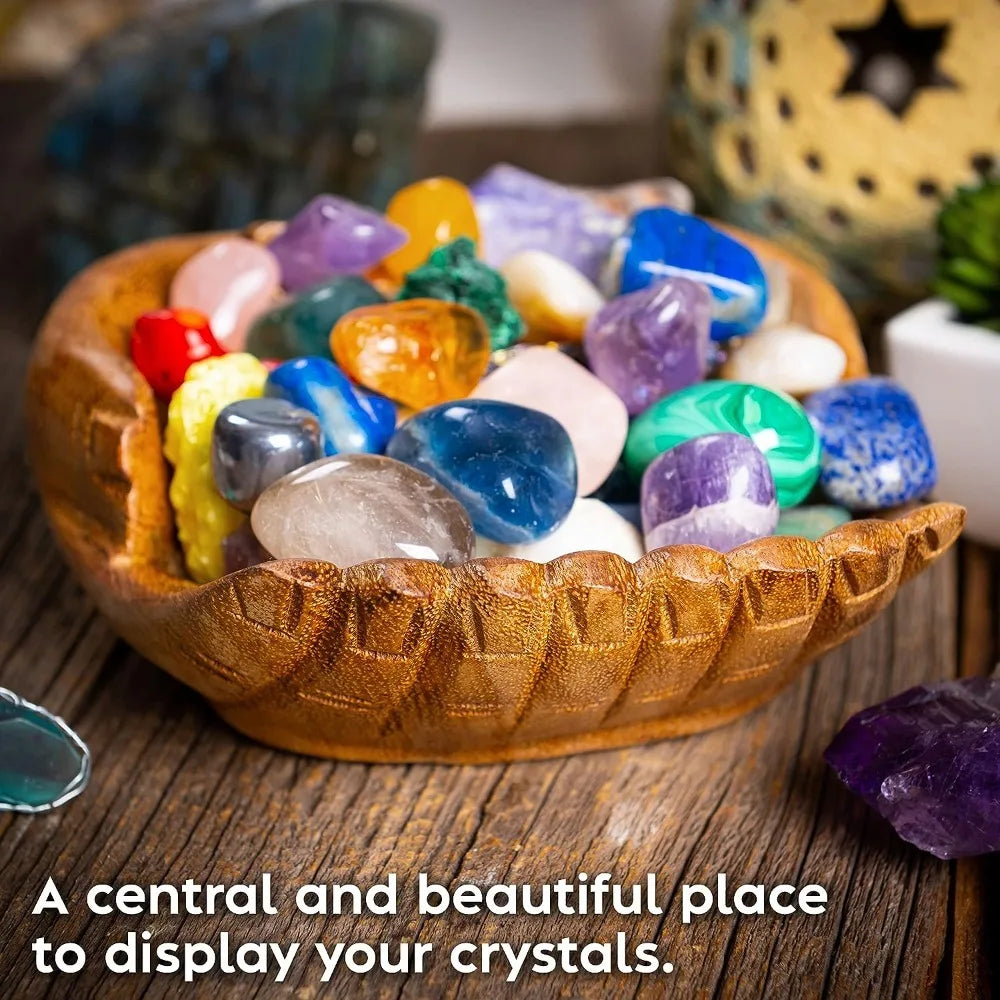 Carved Wooden Hands Offering Bowl – Spiritual Altar Décor for Crystals and Rituals