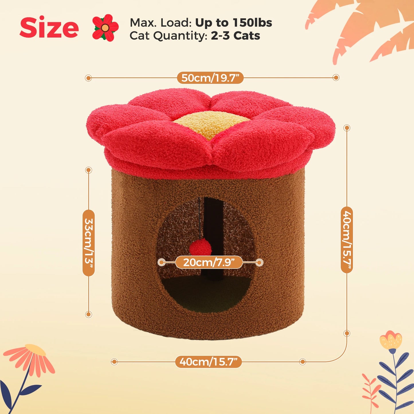 Cat House with Removable Flower Cat Bed