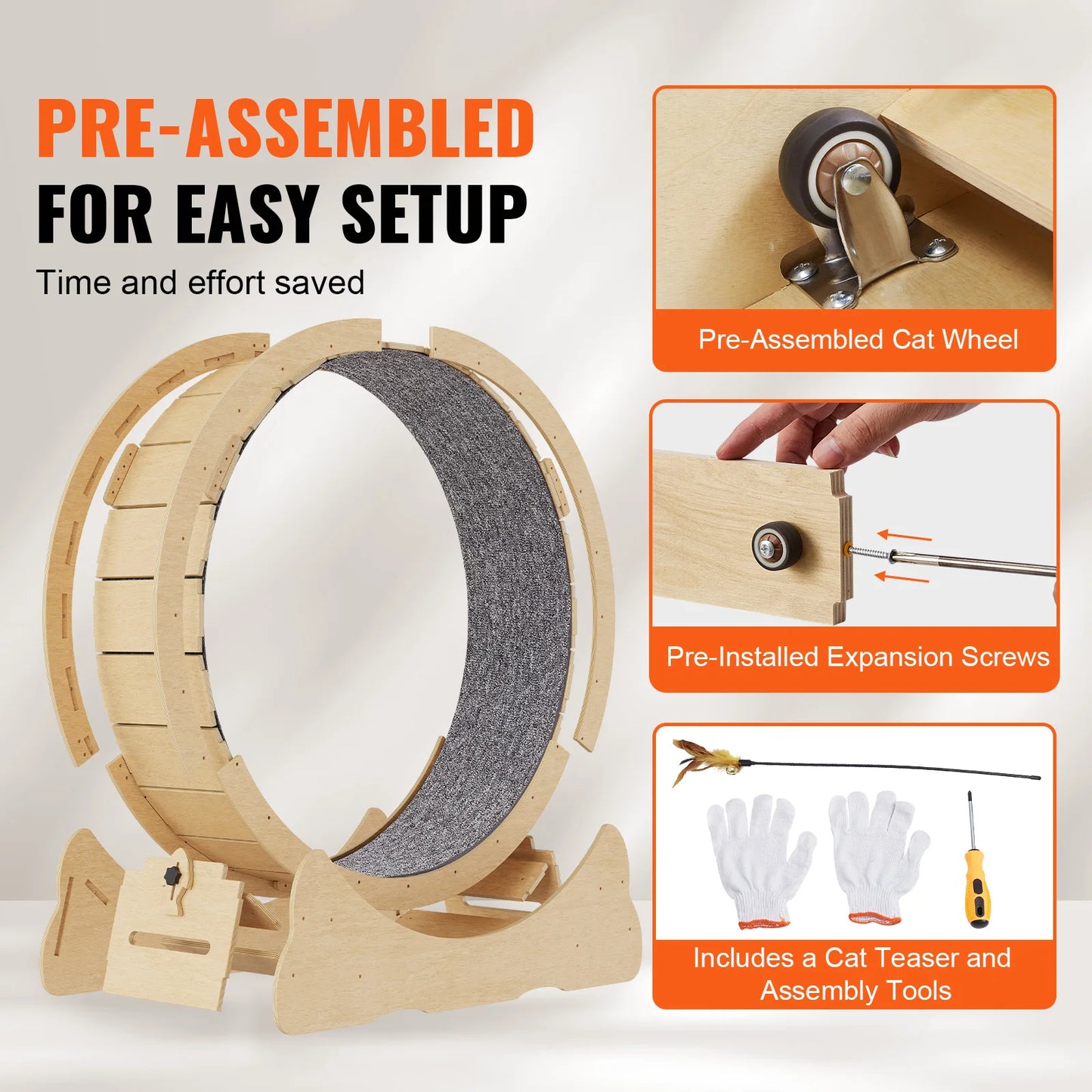 Cat Exercise Wheel with Detachable Carpet