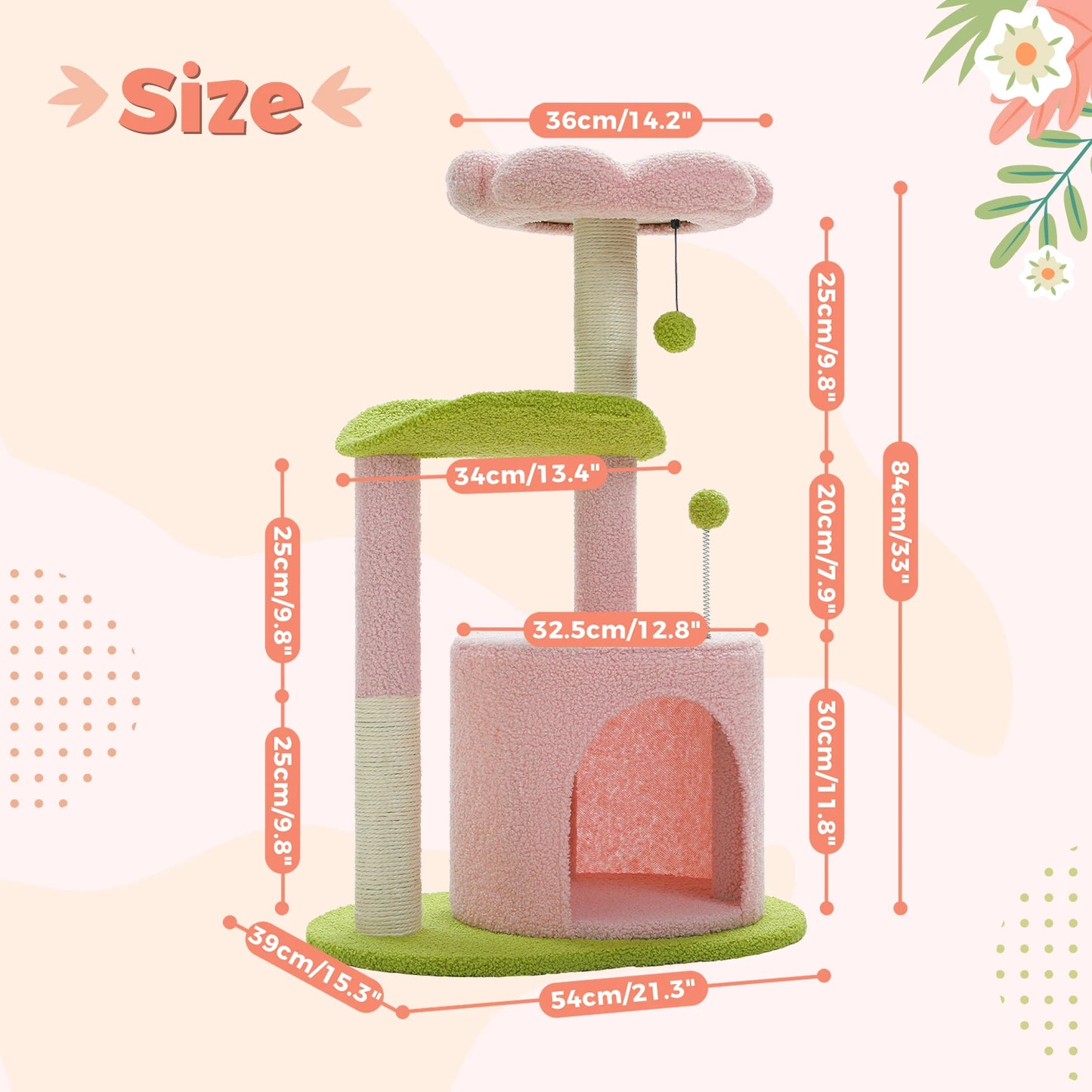 Flower Cat Tree with Scratching Post