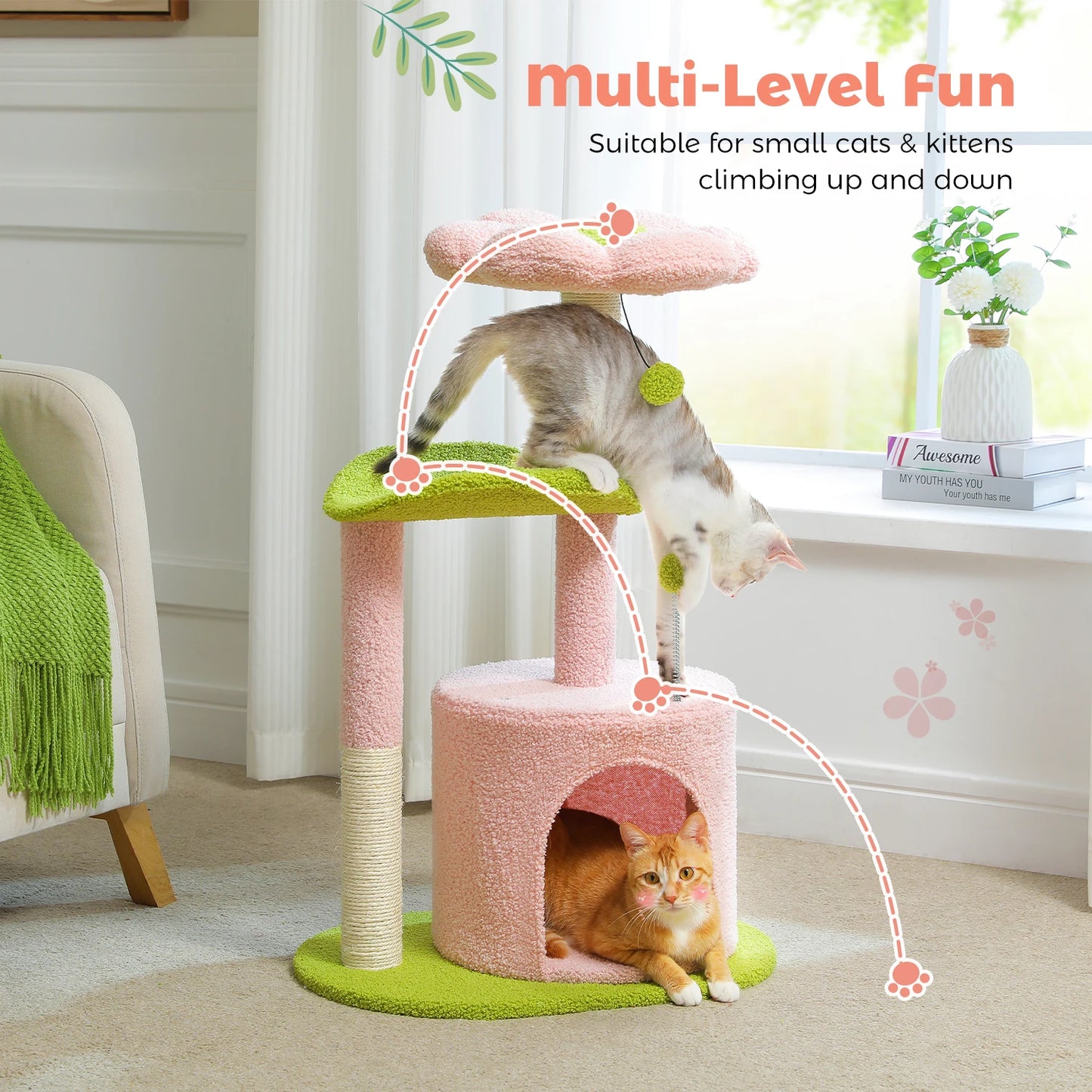 Flower Cat Tree with Scratching Post