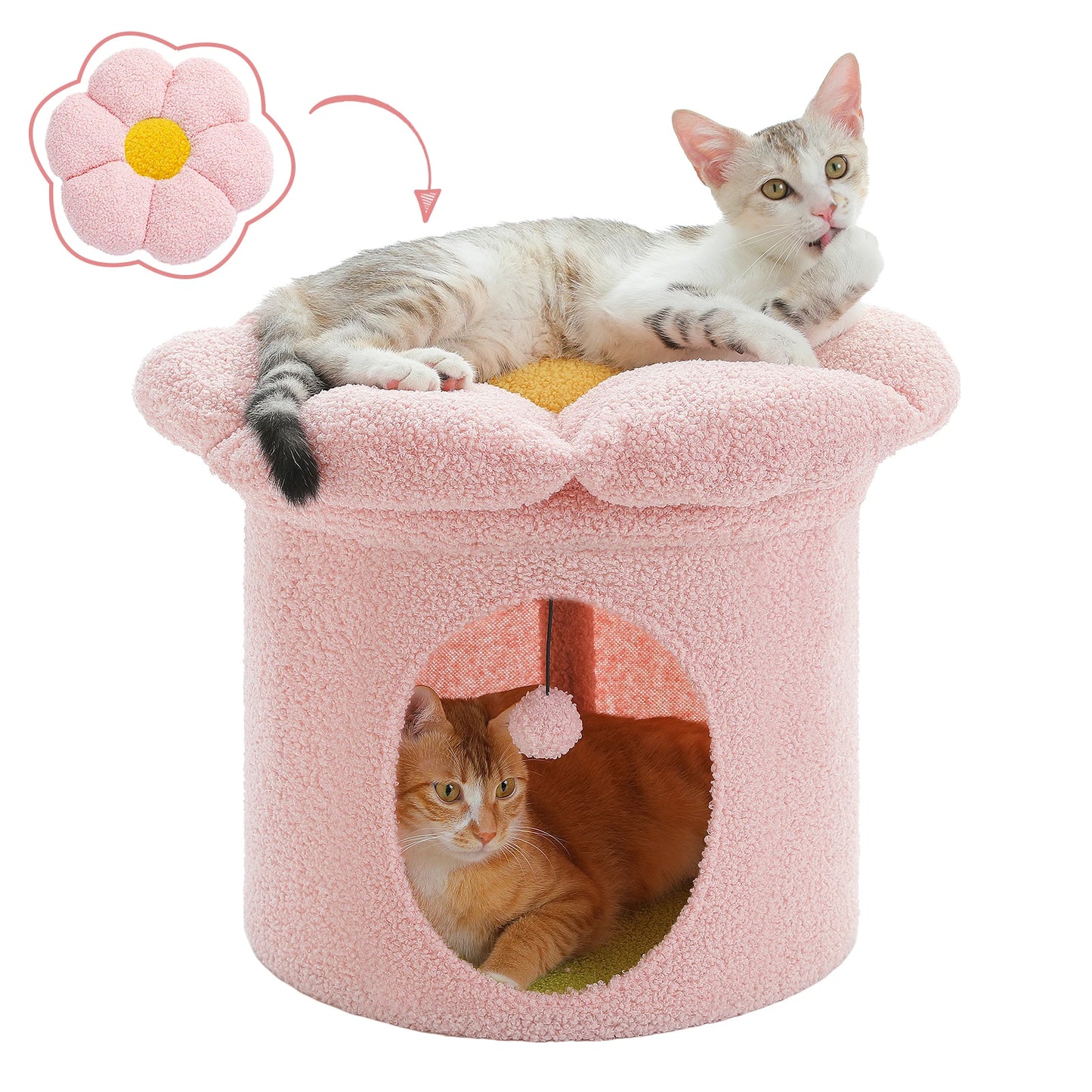 Cat House with Removable Flower Cat Bed