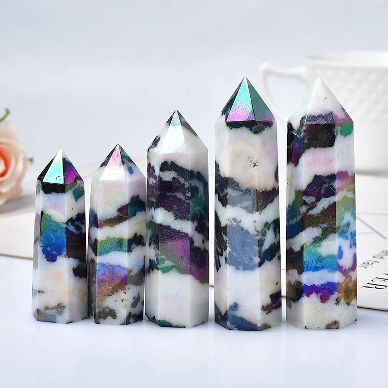 Aura Zebra Quartz Obelisk