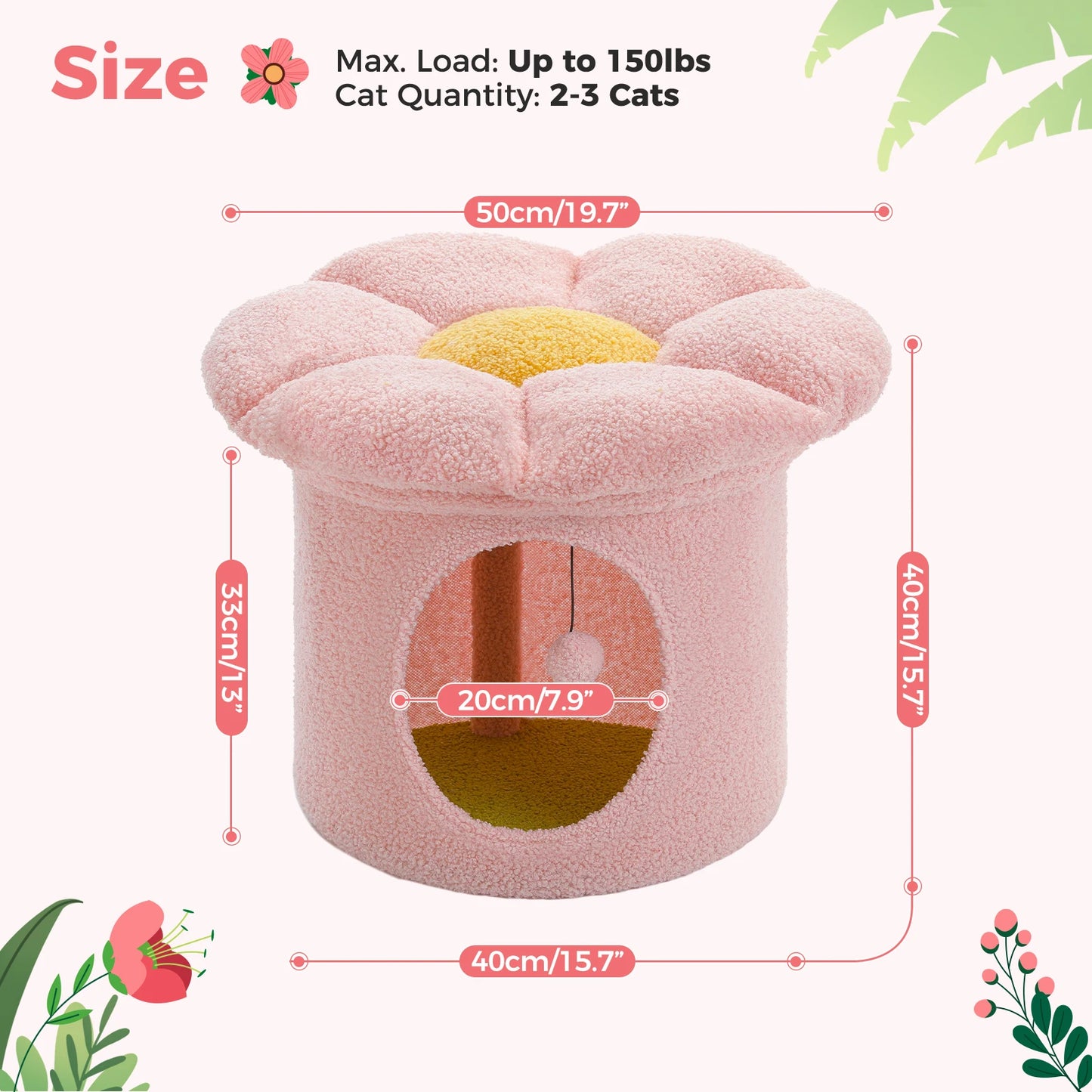 Cat House with Removable Flower Cat Bed