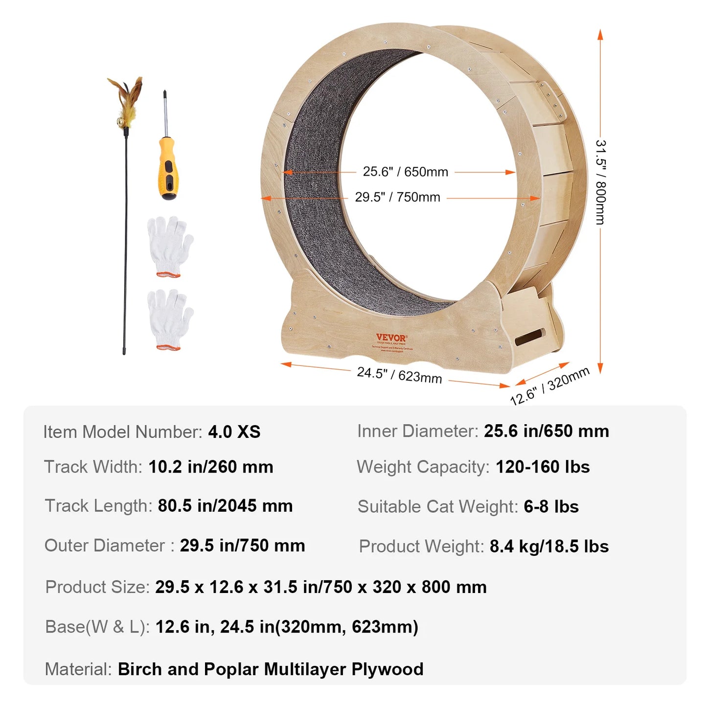Cat Exercise Wheel with Detachable Carpet
