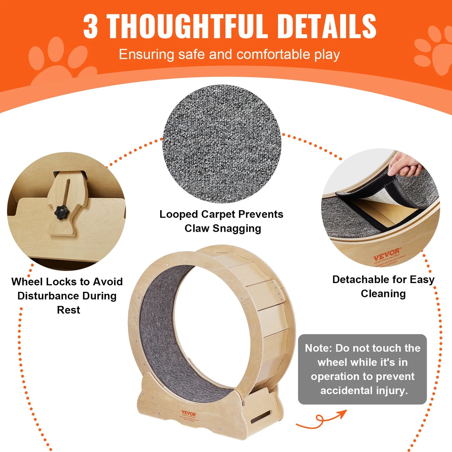 Cat Exercise Wheel with Detachable Carpet