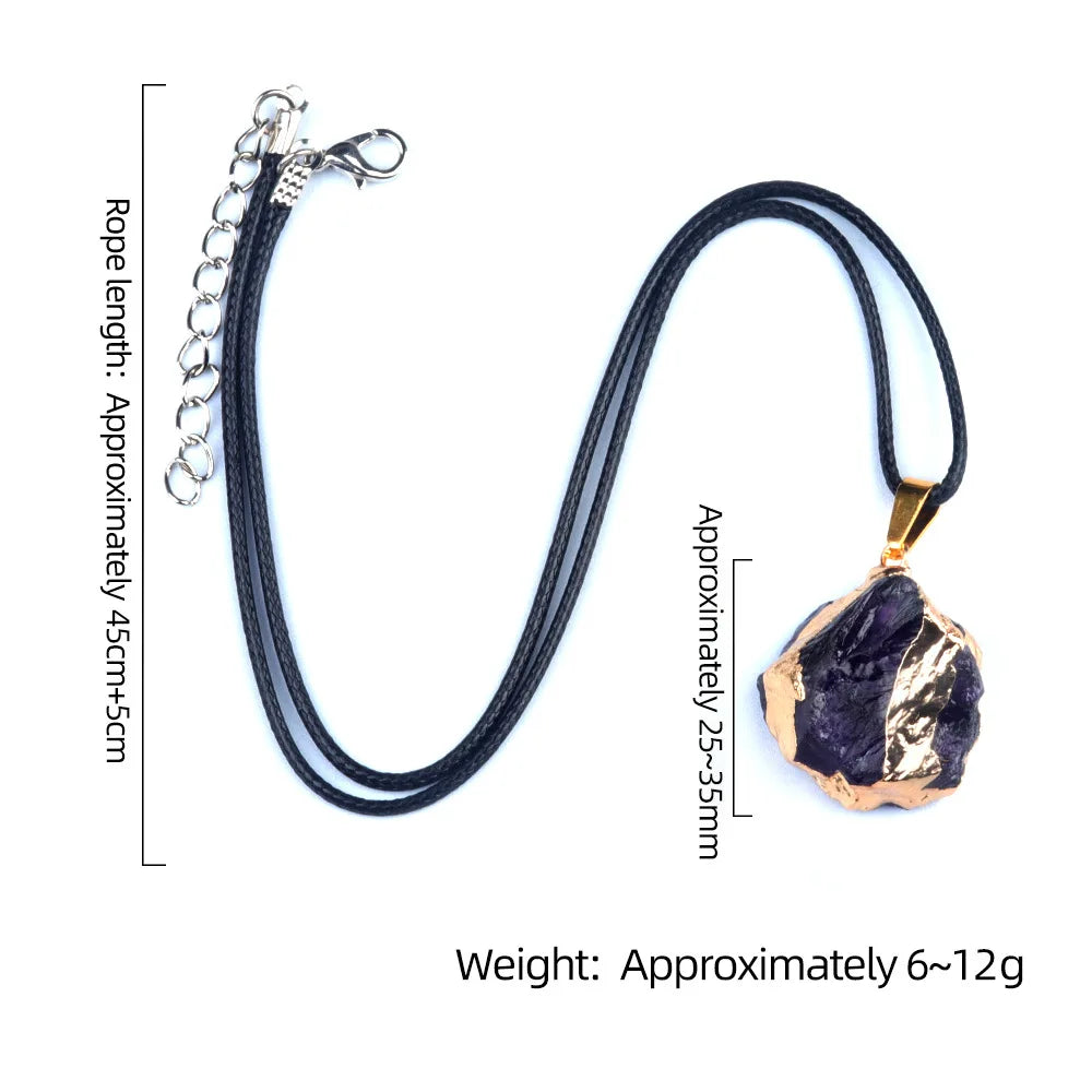 Natural Stone Crystal Pendant with Gold