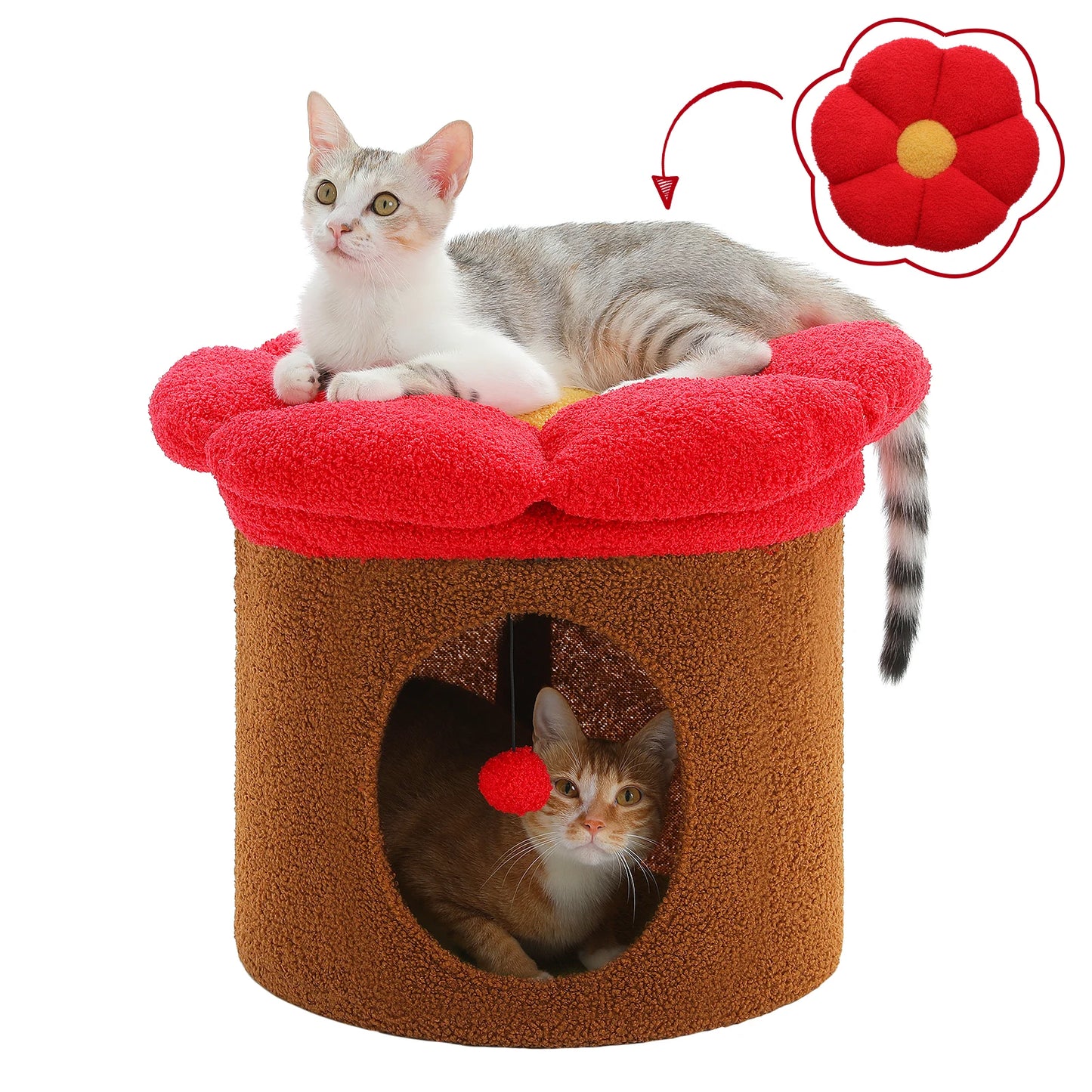 Cat House with Removable Flower Cat Bed