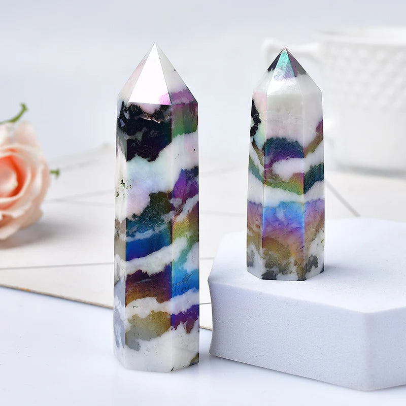 Aura Zebra Quartz Obelisk
