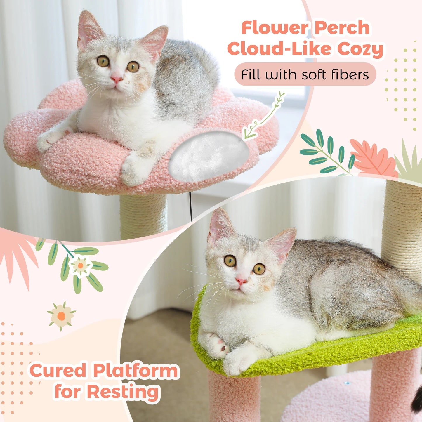 Flower Cat Tree with Scratching Post