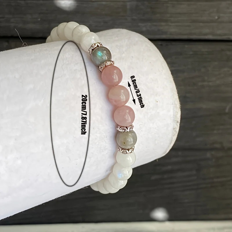 Moonstone, Labradorite and Rose Quartz Bracelet