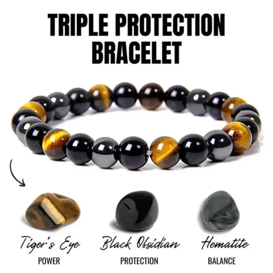 Obsidian, Hematite, Tigers Eye Bracelet