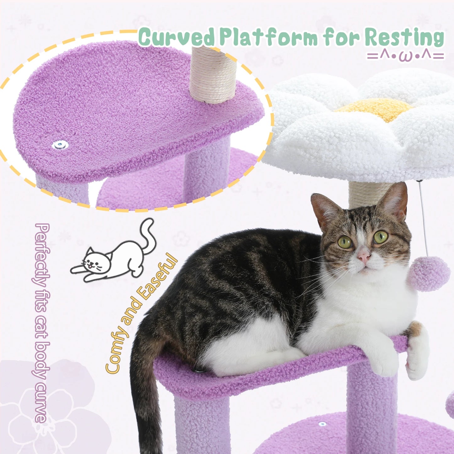 Flower Cat Tree with Scratching Post