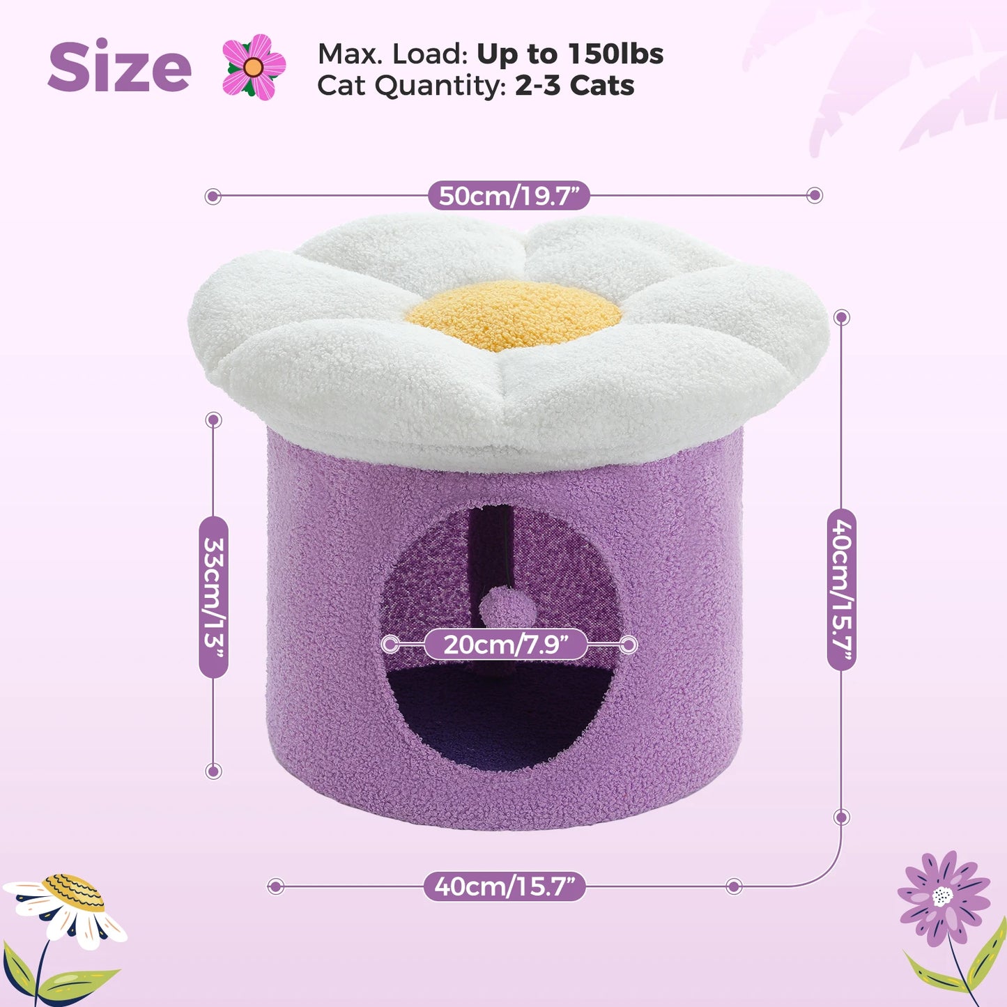 Cat House with Removable Flower Cat Bed