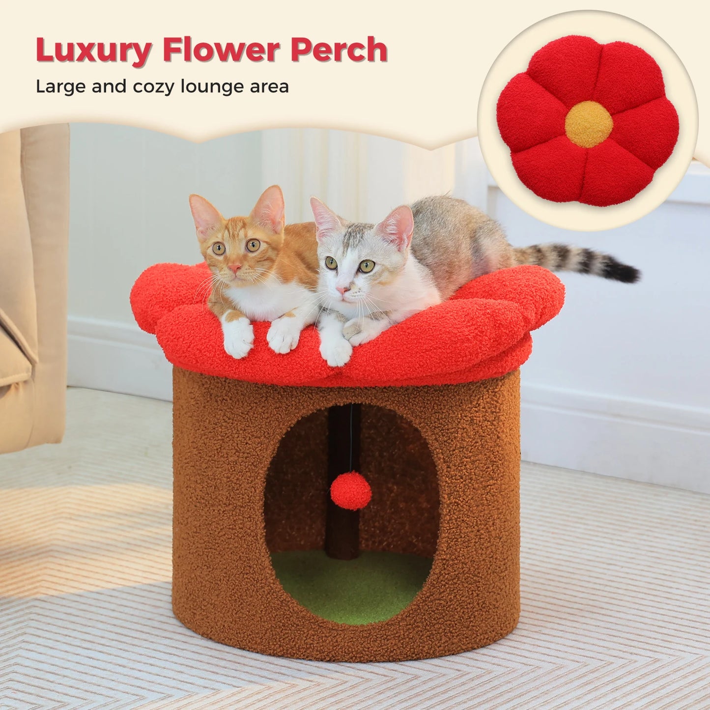 Cat House with Removable Flower Cat Bed