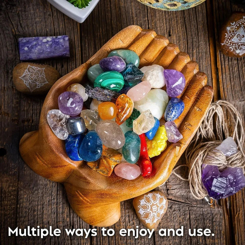 Carved Wooden Hands Offering Bowl – Spiritual Altar Décor for Crystals and Rituals