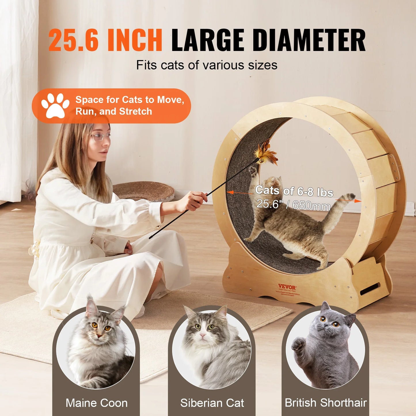 Cat Exercise Wheel with Detachable Carpet