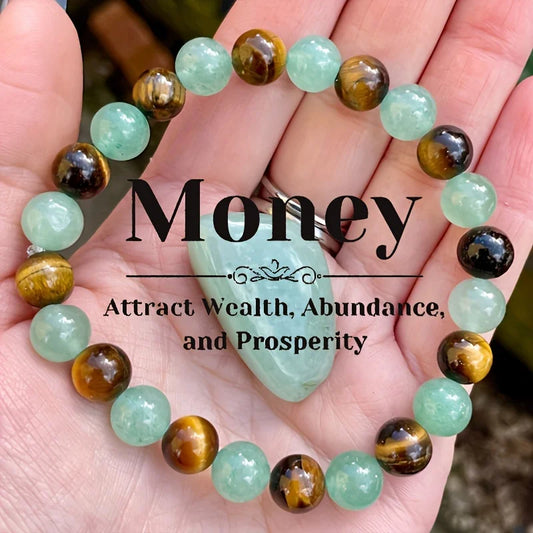 Money Luck Bracelet - Green Aventurine, Tigers Eye