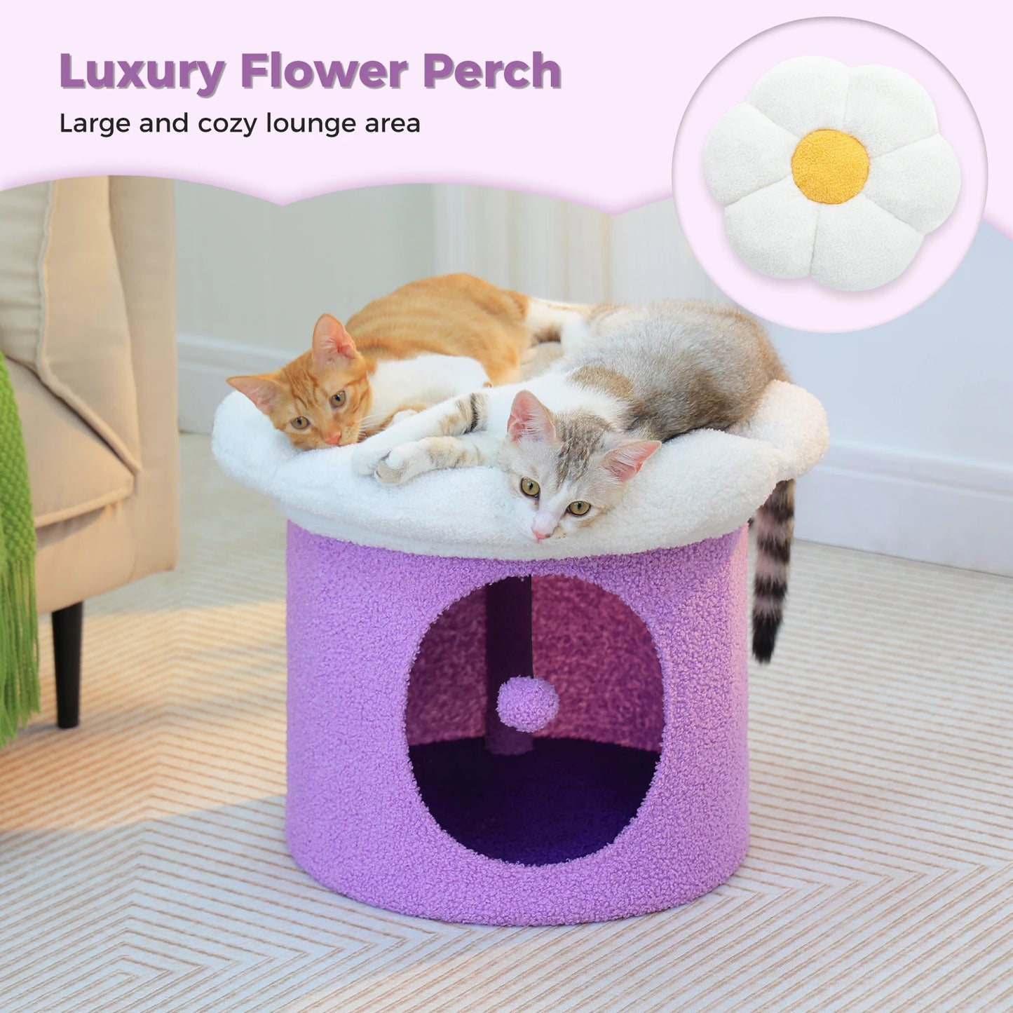 Cat House with Removable Flower Cat Bed