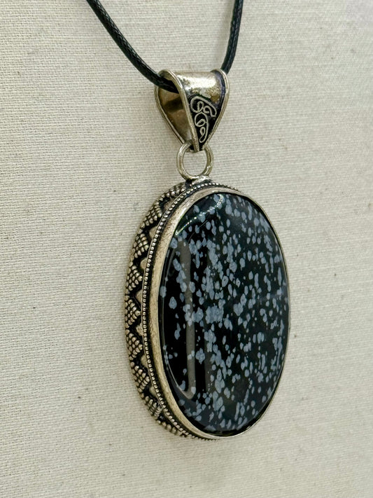 Snowflake Obsidian Pendant