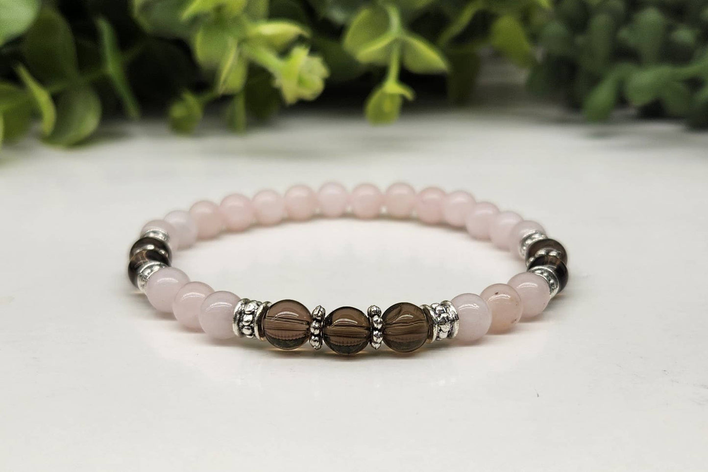 GRIEF/LOSS - Smoky Quartz/Rose Quartz 6mm Bracelet