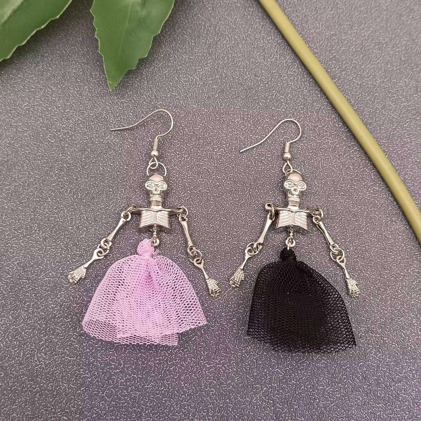 Skeleton Skirt Dangle Earrings